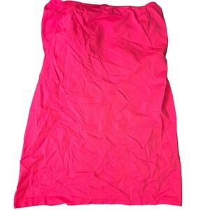 Y2K Poof! Strapless Tube Top Dress Neon Pink Ruched S M Seamless Comfort